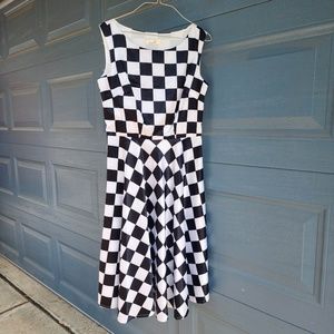Dress V Black / White Checkered Pinup Dress L